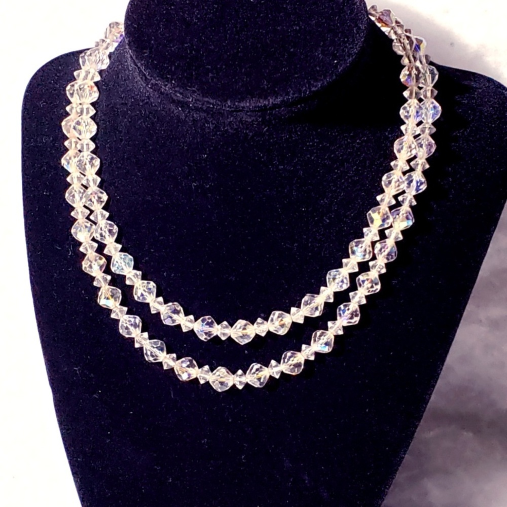 Clear Crystal Glass Bead AB 16" Necklace